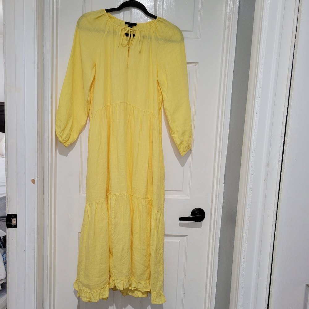 JCrew Long-sleeve tiered dress in linen - Picture 7 of 15
